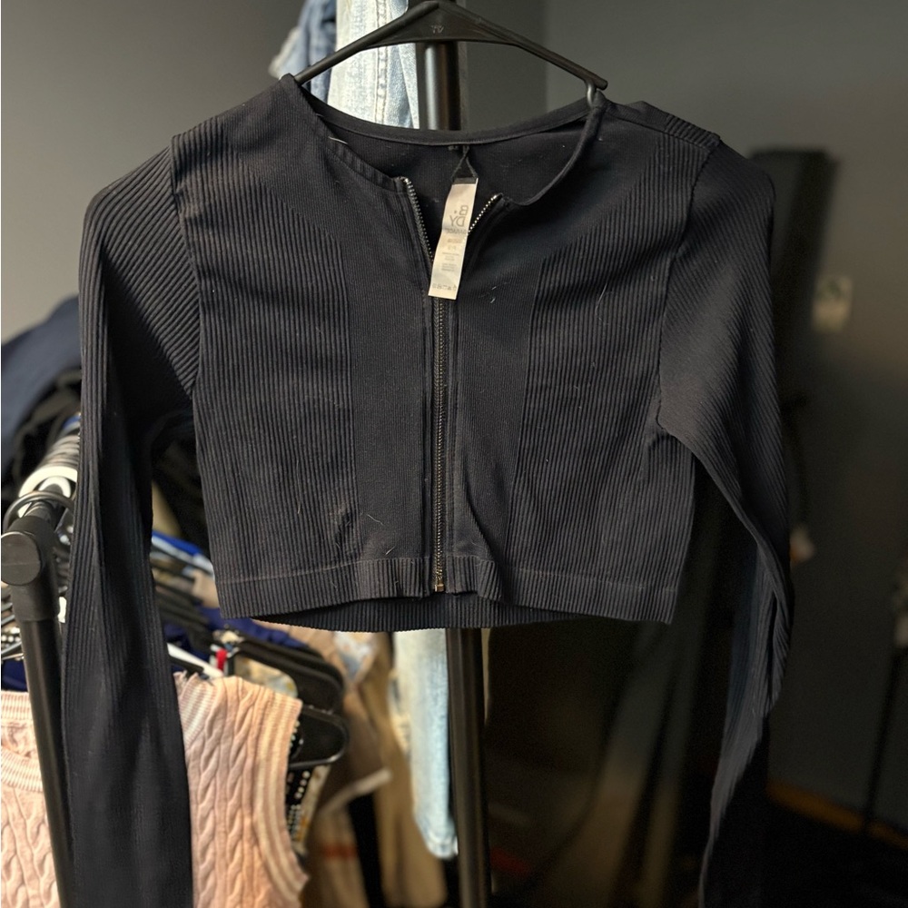 Garage Black Zip-Up Top